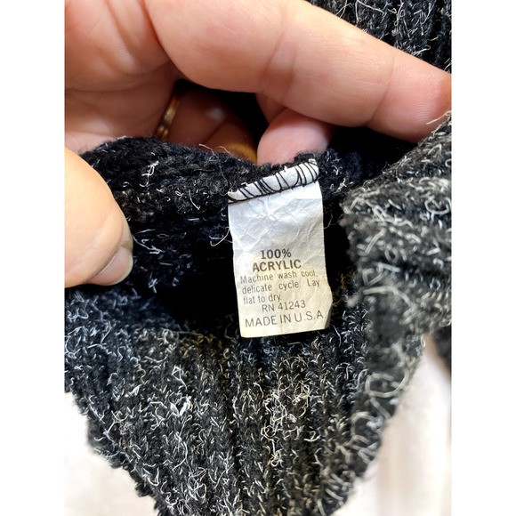 J.J BLU Size XL Black White Cardigan Sweater Vintage 80s 90s Geometric Print - Picture 7 of 7